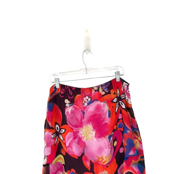 Chico's Skirt Pink Floral Bouquet Whimsical Y2K Fairy Semi Sheer Silk Medium - Picture 6 of 11